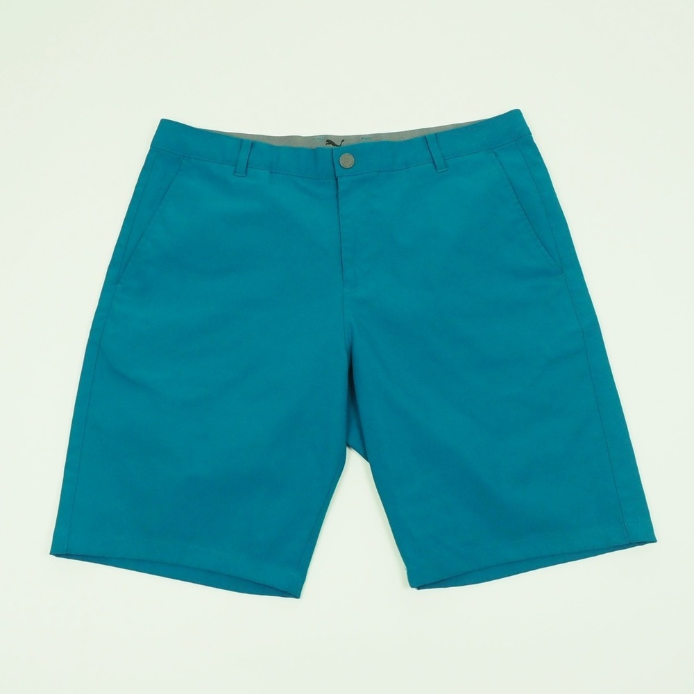 Puma Golf Shorts Mens 34 Blue Flat Front Casual Performance Stretch Tech Blend